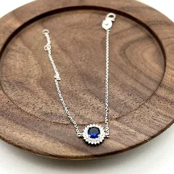 87398118 bracelet orné d'une pierre bleue et entourée d'oxydes l18 cm argent 925 millième (22 ct) 2,2g