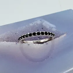 bague argent demi alliance avec oxydes noirs argent 925 millième (22 ct) 0,75g