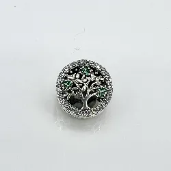 charm argent gnoce arbre de vie incrustée de pierres vertes et transparentes argent 925 millième (22 ct) 1,83