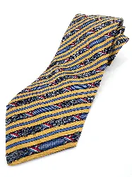 cravate hermès 100% soie jaune à rayures multicolores