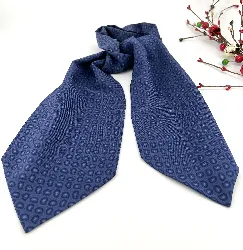 cravate lavallière atelier f&b en soie fond bleu à motifs gouttes