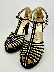 espadrilles chanel noires finitions dorées