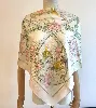 foulard / carré 90 hermès caraïbes en soie fond rose et blanc
