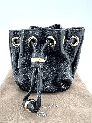 petite maroquinerie lancel/petit pochon en cuir grainé noir