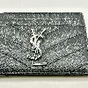 porte-cartes saint laurent en cuir grainé noir