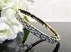 bracelet jonc hermès extra fin émail bleu et métal doré