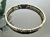 bracelet jonc hermès extra fin émail bleu et métal doré