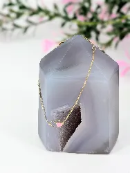 bracelet maille forçat orné d'un motif de deux coeurs dont un en émail rose or 375 millième (9 ct) 0,48g