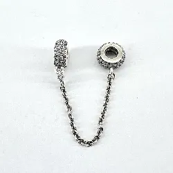 charm pandora chaine de sécurité strass argent 925 millième (22 ct) 4,81g