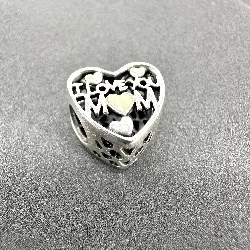 charm pandora coeur i love mom argent 925 millième (22 ct) 1,57g