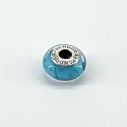 charm pandora verre de murano bleu à motifs argent 925 millième (22 ct) 3,54g