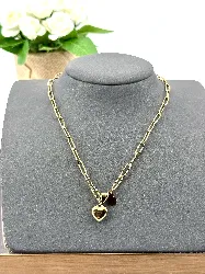 collier chaîne à breloque coeur doré en métal doré