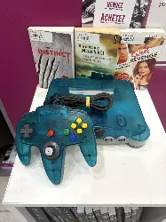 console nintendo 64 bleue transparente avec 1 manette