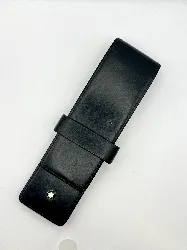 etui à stylos montblanc en cuir noir avec 2 emplacements pour stylos