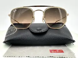 lunettes de soleil ray-ban rb3648-m the marshal ii monture en métal doré et verres morron dégradé