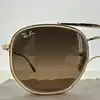 lunettes de soleil ray-ban rb3648-m the marshal ii monture en métal doré et verres morron dégradé