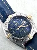 montre breitling callistino b52045 mouvement quartz en acier & or jaune, bracelet en cuir bleu