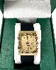 montre omega constellation, mouvement quartz, boîtier en métal doré, bracelet en cuir noir neuf, de remplacement, non d'origine.