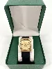 montre omega constellation, mouvement quartz, boîtier en métal doré, bracelet en cuir noir neuf, de remplacement, non d'origine.