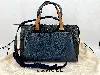 sac à bandoulière lancel lison en cuir bleu, noir et marron