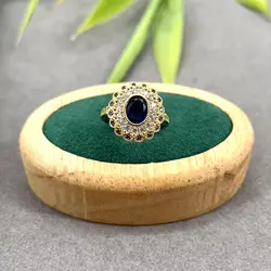 31582 bague marguerite pavée d'oxydes bleus et blancs