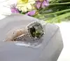 bague apm monaco pierre verte & demi-tour pavé zirconiums blancs t54 argent 925 millième (22 ct) 3,24g