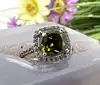 bague apm monaco pierre verte & demi-tour pavé zirconiums blancs t54 argent 925 millième (22 ct) 3,24g