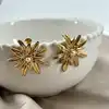 boac boucles d'oreilles en acier fleur orné d'oxydes et perle synthétique