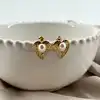 boac boucles d'oreilles en acier motif coeur orné de perle synthétique