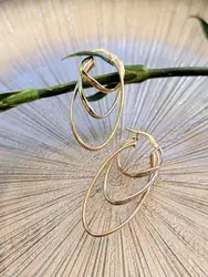 boucle d'oreilles 3 anneaux en 2 ors or 375 millième (9 ct) 2,64g