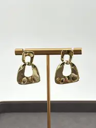 boucles d'oreilles pendantes cercles en acier doré