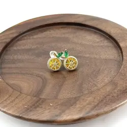 boucles d'oreilles puces motif lemon avec oxydes