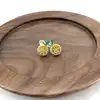 boucles d'oreilles puces motif lemon avec oxydes