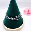 bracelet en argent triple rang avec perles roses l16-19cm argent 925 millième (22 ct) 3,67g