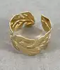 bracelet manchette motif feuille en acier doré