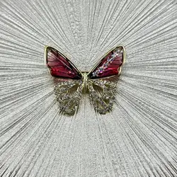 broche broche papillon rose et doré