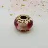 charm pandora en verre de murano et feuilles en or rose