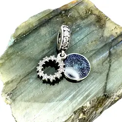 charm pandora pendant double disque bleu et étoiles scintillant argent 925 millième (22 ct) 3,11g