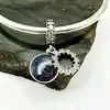 charm pandora pendant double disque bleu et étoiles scintillant argent 925 millième (22 ct) 3,11g