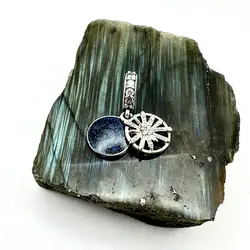 charm pandora pendant double disque bleu nuit argent 925 millième (22 ct) 3,43g