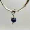 charm pandora pendant globe bleu argent 925 millième (22 ct) 2,91g
