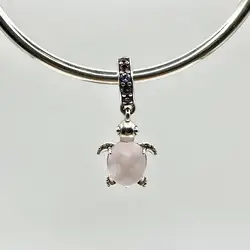 charm pandora tortue de mer rose en verre de murano argent 925 millième (22 ct) 2,90g