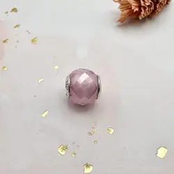 charms pandora verre de murano rose à facettes argent 925 millième (22 ct) 3,42g