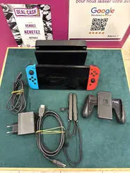console nintendo switch (modèle oled) avec manettes joy - con bleu néon/rouge néon