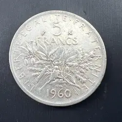 pièce 5 francs semeuse 1960 argent 835 millième 12g