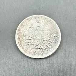 pièce 5 francs semeuse 1962  argent 835 millième 12g
