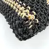 sac cabas agnès b denise en nylon recyclé tressé noir et beige