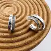 boucles d'oreilles pandora créoles doubles pavé argent 925 millième (22 ct) 4,96g