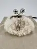 mini sac fourré max mara weekend fluffy pasticcino bag nano blanc avec bandoulières chaîne et mousqueton