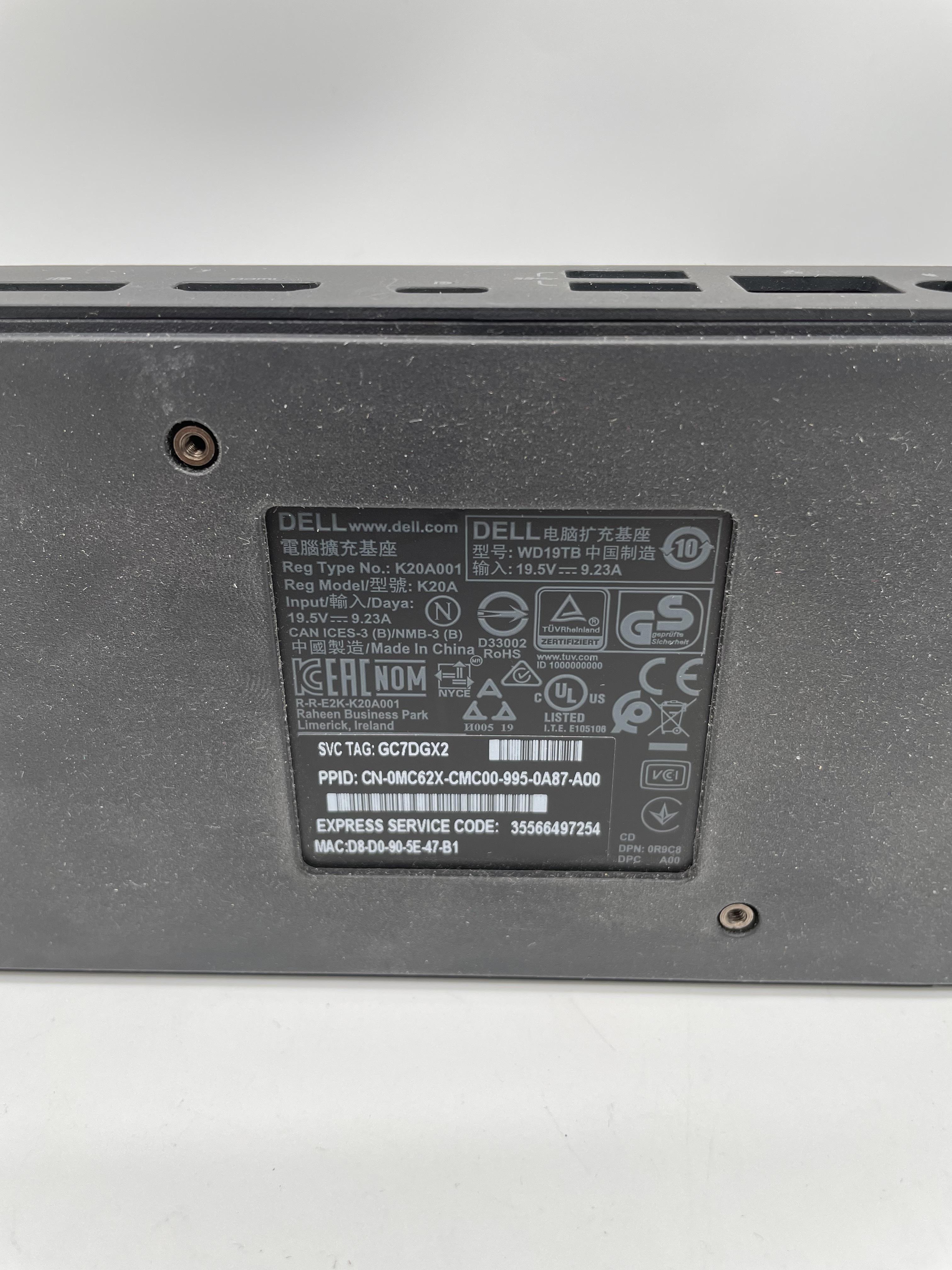 Dell Thunderbolt Dock WD19TB - Station d'accueil - USB-C / Thunderbolt 3 - HDMI, 2 x DP, Thunderbolt, USB-C - GigE - 180 Watt